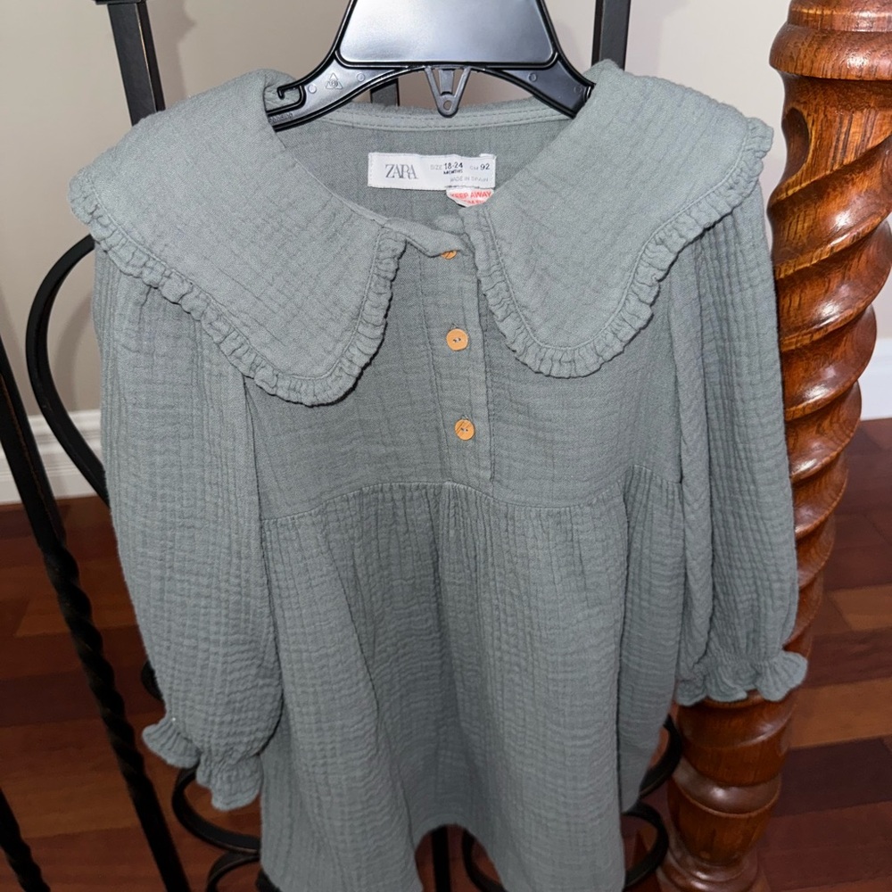 Zara Gray Button-Up Dress